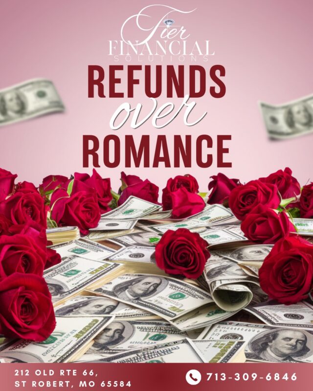 Refunds over romance—because security is the real love language 💌💸

Roses are red,
Refunds are sweet,
At TIER Financial Solutions,
We make tax season a win you can’t beat.

Fall in love with clarity, confidence, and compliance this Valentine’s Day. We’re here to help you maximize your refund—and yes, cash advances are available all February so you don’t have to wait on what’s already yours.

Love your finances as much as you love yourself.
Let’s make this tax season work in your favor.

📅 Book your FREE 15-minute consultation today

#TierFinancialSolutions #RefundsOverRomance #ValentinesDayFinance #TaxSeason2026 #CashAdvanceAvailable