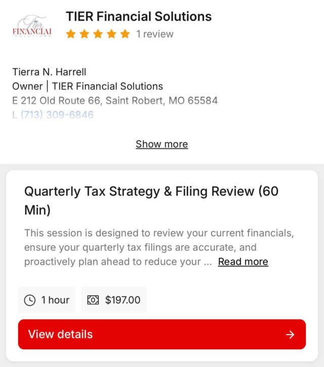 Even in the off‑season, there’s steady motion at TIER Financial Solutions. This week we supported clients who filed extensions, finalized remaining tax returns, onboarded new bookkeeping clients, and met with business owners committed to year‑round financial clarity. Serving such a diverse group from HVAC pros to inspectors, therapists, and collision suppliers continues to be a blessing.

Tax season doesn’t end in April. Strong record‑keeping and consistent financial management make all the difference when January–April rolls around. And as we move deeper into the year, quarterly filings become essential. With Q2 estimated tax payments approaching, now is the time for business owners to review their numbers and stay ahead of IRS deadlines.

TIER Financial Solutions provides full quarterly filing support from estimating your tax payments to ensuring your financials stay accurate and compliant. If you need help with Q2 or want a trusted partner all year long, we’re here to serve.

Your business deserves clarity, confidence, and a financial system that works.

#SmallBusinessFinance #QuarterlyTaxes #TaxPlanningSupport #TIERFinancialSolutions