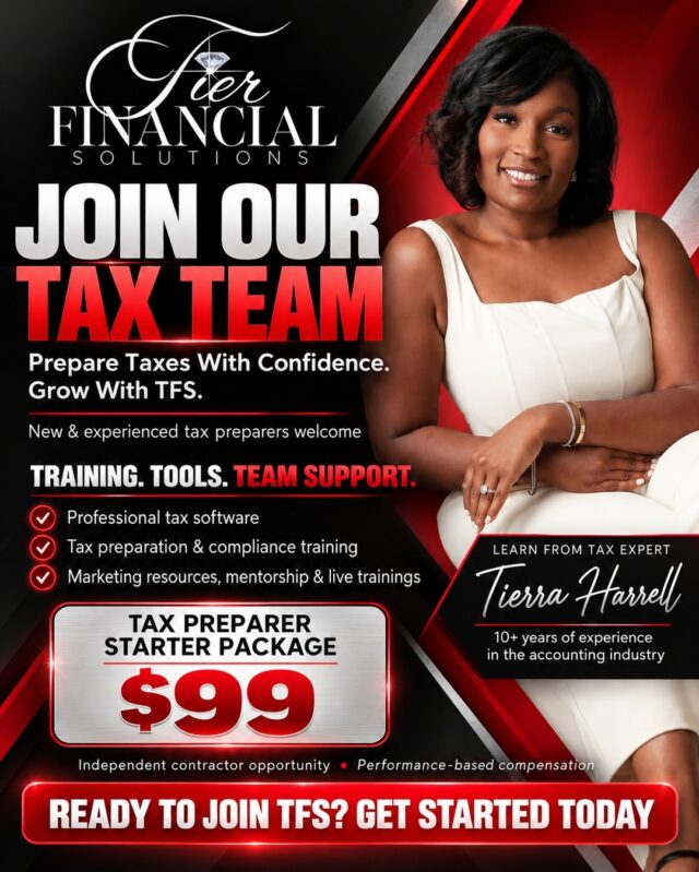 WE’RE GROWING! JOIN THE TFS TAX TEAM!

TIER Financial Solutions is expanding for the 2027 tax season! We’re looking for motivated tax professionals ready to learn, grow, gain hands-on experience, and serve clients with excellence.

Ready to join the team? Apply today!

Click the application link in the comments or the link in our bio.

#TIERFinancialSolutions #JoinOurTaxTeam #TaxSeason2027 #TaxProfessionals
